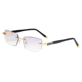 Maxbell Blue Light Glasses rectangle Rimless for Unisex Computer Men Woman Aureate 3.0X