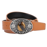 Maxbell Waist Belt for Men Casual 1.5" (38mm) Wide PU Leather Fashion 47" Long Brown
