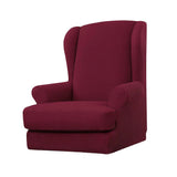 Max Jacquard Stretch Wing Back Armchair Cover Wingback Sofa Slipcover Wine Red