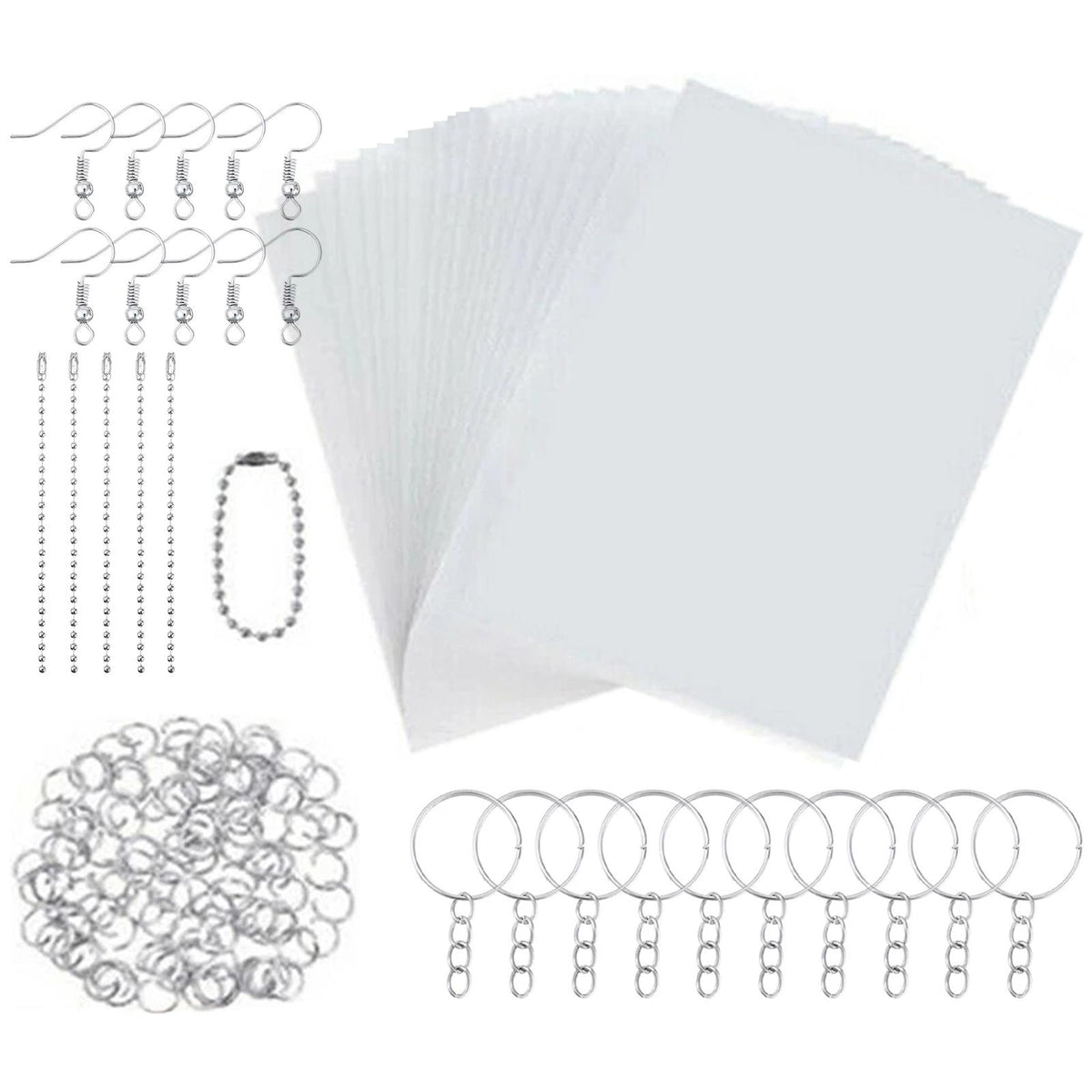 Maxbell Heat Shrink Plastic Sheets Set Shrinky Film for Keychain 145 Pieces
