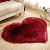 Max Heart Shape Shaggy Faux Sheepskin Area Rug Floor Carpet Mat Wine Red