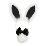 Maxbell 3Pcs Bunny Costume Set Rabbit Ear Headband for Masquerade Party Favors Black