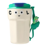 Maxbell Cartoon Vacuum Insulated Mug 420ml Cold Water Cup for Travel Gym Backpacking White