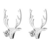 Maxbell Christmas Reindeer Elk Stud Earrings for Women Girls Crystal Jewelry Silver