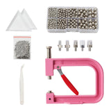 Maxbell Pearl Setting Machine Tools Set Pearl Rivet Buttons Hand Press Machine Tools Pink and Argent