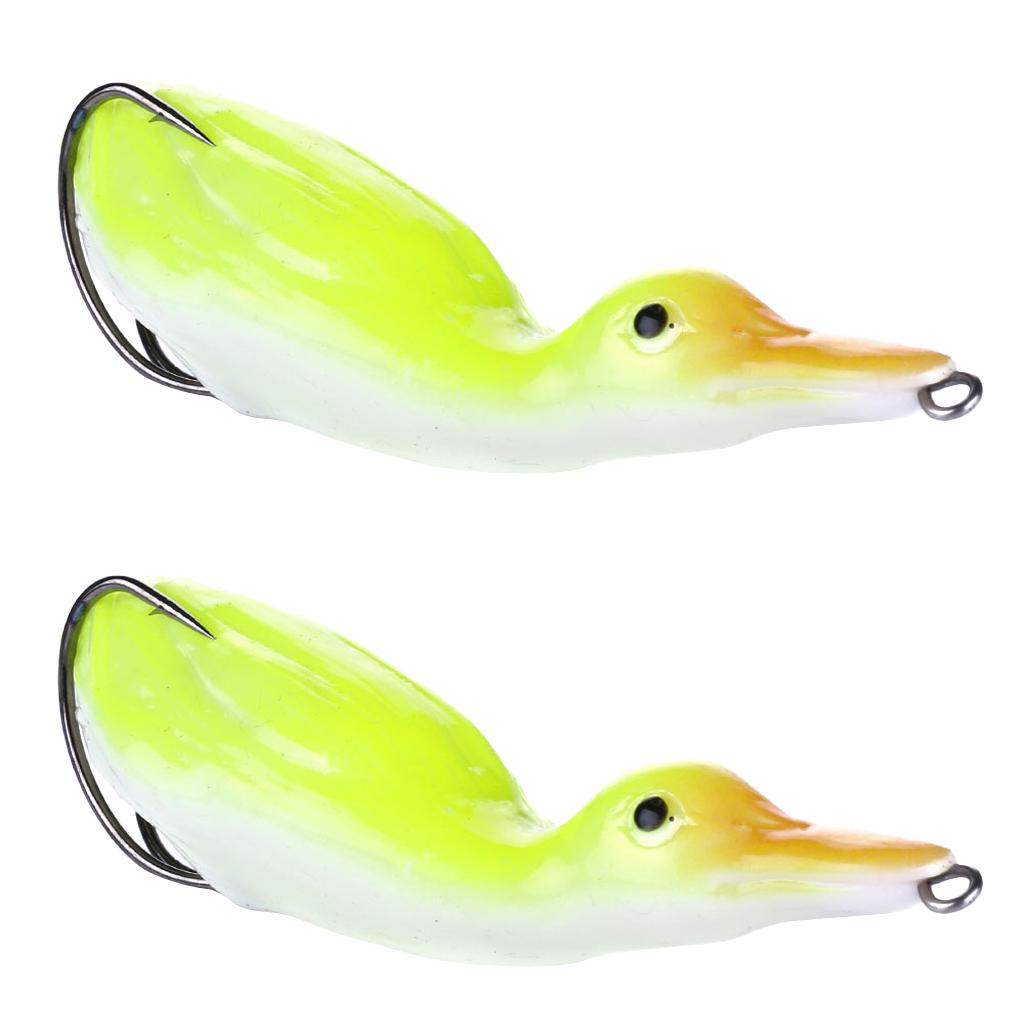 Maxbell 2pcs Floating Duck Lure 10.5cm Bass Bait Fishing Tackle Fluorescent Yellow