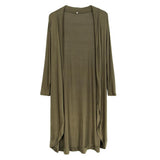 Maxbell Women's Solid Knit Open Front Long Sleeve Coat Cardigan Sweater Green S