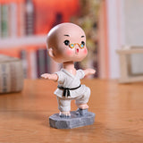 Max Resin Car Interior Ornament Desk Little Shaolin Kung Fu Monk Buddha White