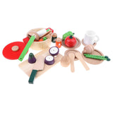 Maxbell 22Pcs Wooden Cutting Vegetables Food Set Kids Kitchen Pretend Play Toy Gift