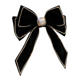 Maxbell Bowknot Hairpin Rhinestone Decoration Vintage for Wedding Long Tail Birthday Black