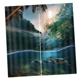 Max 2 Panels 3D Digital Print Curtain Drapes+Hook+Mute Ring Sea Wave_1