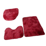 Maxbell 3Pcs bath Mats Set with Toilet Lid Cover Absorbent for Bathtubs Tub red