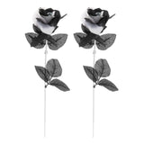 Maxbell Artificial Roses with Eyeballs Halloween Costume Party black with white