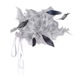 Maxbell Feather Brooch Hairband Decoration Dress Accessories for Party Wedding Gray Flower