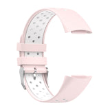 Maxbell Dual Colors Silicone Watchband Soft for Fitbit Charge5 Pink White