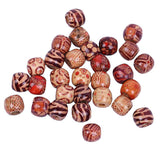 Maxbell 100pcs 10-17mm Printed Large Hole Wooden Beads Charm for DIY Jewelry 10mm