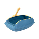 Maxbell Open Top Cat Litter Box Compact Cat Sand Box Easy to Clean Durable for Small Animals S Blue