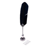 Max Antique Dip Feather Pen Set with Holder 5 Nibs Gift Box Black
