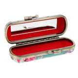 Max Flower PU Lipstick Lip Gloss Case Storage Box Balm Holder with Mirror Green