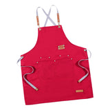 Max Unisex Canvas Apron with Pockets Cafe Kitchen Cooking Painting Apron Bib Red