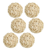 Maxbell 6PCS Rattan Ball Ornaments Wedding Party Decorations Wooden Balls  6CM White