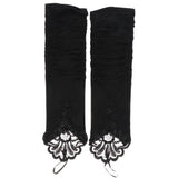 Max 1 Pair Fingerless Lace Bridal Gloves Wedding Party Prom Costume  Black