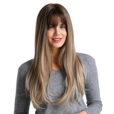Maxbell 24" Women's Gradual Change Long Straight Heat Resistant Synthetic Full Wigs