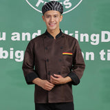 Maxbell Men Women Long Sleeve Chef Apparel Chef Jacket Coat Cook Uniform Coffee XL