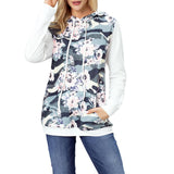 Maxbell Womens Floral Hoodie Long Sleeve Jumper Casual Pullover Sweatshirt XL White