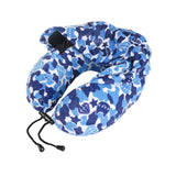 Maxbell Ergonomic Memory Foam Neck Travel Pillow with Hoodie for Airplane Car Home Blue