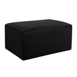 Max Storage Ottoman Stool Cover Footstool Stretch Grid Slipcover Black
