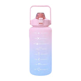 Maxbell 2L Portable Large Capacity Water Bottle Time Marker Leak Proof Cup Pink