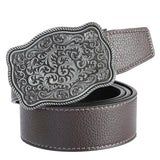 Maxbell Western Cowboy Waist Belt Metal Buckle Casual Business Dress Belt for Men