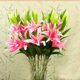 Max Simulation 3-Head Flowers Lily Artificial Plant Home Decor Light Pink