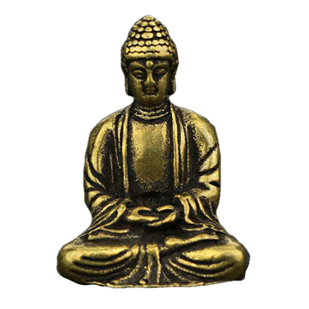 Max Brass Mini Antique Sakyamuni Buddha Statue Ornaments Meditation Seated A