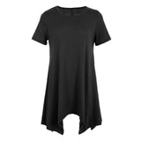Maxbell Womens Short Sleeve Loose Swing Tops Basic T Shirt Mini Dress L Black