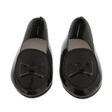 Max PU Leather Shoes Bowknot Flats Sneakers for 18" Dolls Black