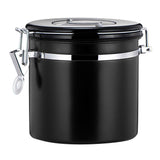 Maxbell 800ml Airtight Stainless Steel Coffee Storage Jar/Container/Pot/Tub Black