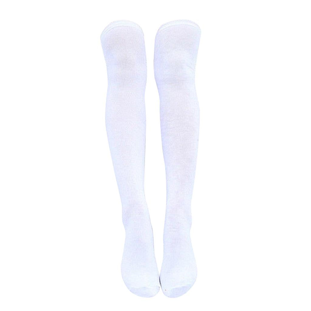 Maxbell Women Girls Thigh High Socks Soft Over Knee Stocking Boots 71Cm White