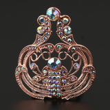 Max Sparkling Rhinestone Mini Crown Tiara Wedding Banquet Hair Jewelry Rose Gold