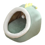 Maxbell Cute Cave Bed Dog Warm with Ball Toy No Deformation for Kitten Rabbit Puppy 35x35x31cm Green