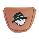 Maxbell Golf Putter Cover Durable Sleeve Golf Accessories PU Mallet Putter Headcover Brown Green