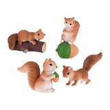 Maxbell Realistic Miniature Squirrel Figure 4Pack for Automobile Desk Decoration A