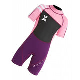 Maxbell 2.5mm Kids Short Sleeve Wetsuit Beach Diving Swimwear Swimsuit Pink S