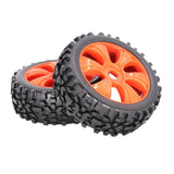 Max 1:8 RC Buggy Vehicle Model Spare Parts Rubber Tire Tyre Fan Hub Wheel Orange