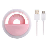 Maxbell Portable USB Charge LED Selfie Ring Light Phone Enhancing Light - Pink