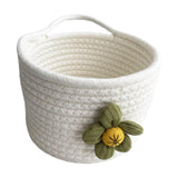 Maxbell Round Basket Flower Arrangement with Handle for Bedroom Party Indoor Outdoor White