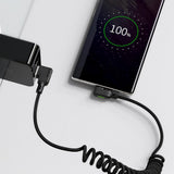 Maxbell 1.8m Type-C Fully Compatible Fast Charge Data Cable Spring Wire Black