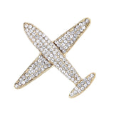 Maxbell Men Airplane Brooch Collar Pin Corsage Fashion Crystal Badge Jewelry Gold