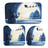 Max 3 Pieces Flannel Non Slip Bath Mat Toilet Lid Cover Christmas Decor Blue